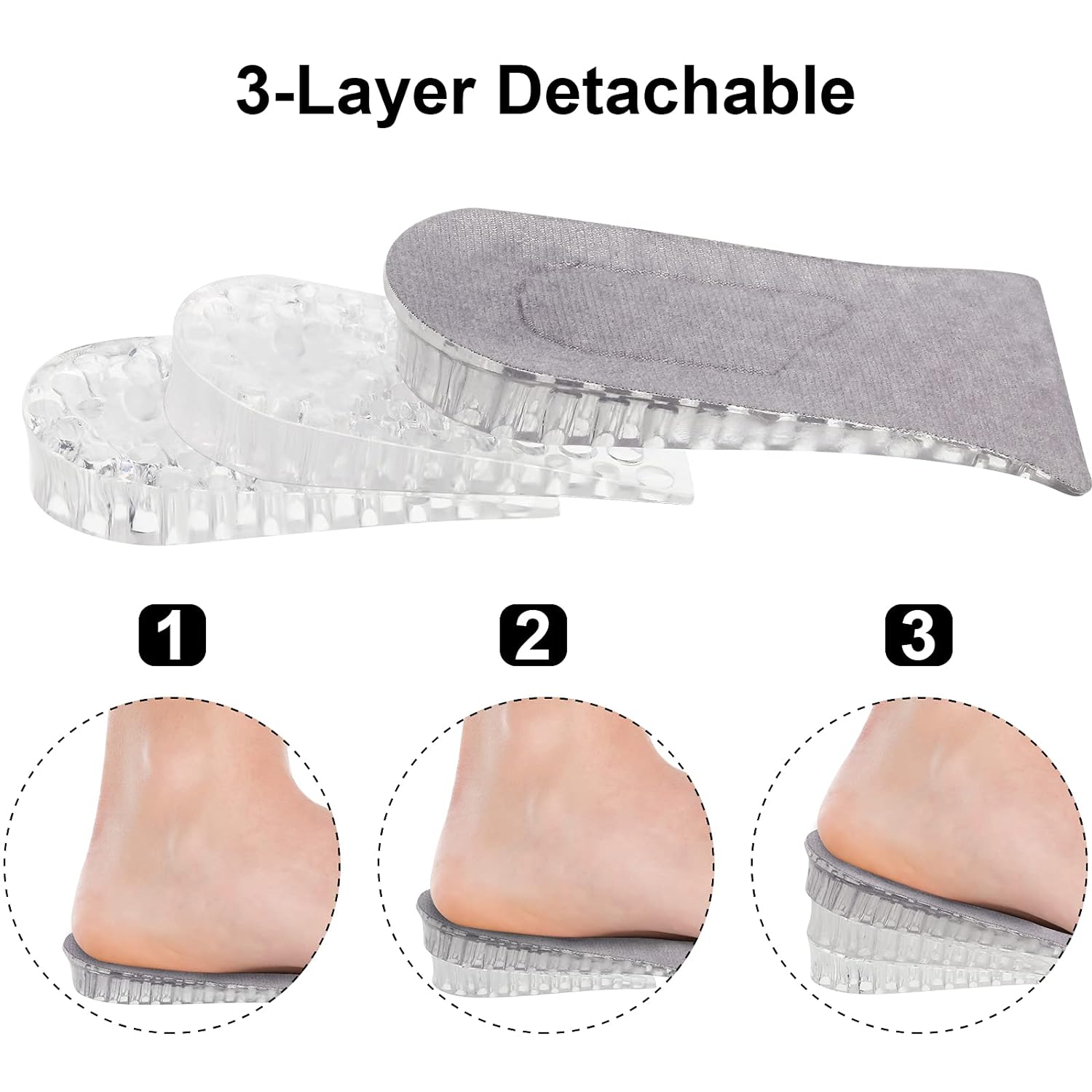 4151 2 Pairs Heel Lift Inserts Height Increase Insole Invisible Heightening Insole Sillicone 3-Layer Heel Support Insoles Height-Adjustable Shoe Pads Foot Cushion for Shoes 4151 2 Pairs Heel Lift Inserts Height Increase Insole Invisible Heightening Insole Sillicone 3-Layer Heel Support Insoles Height-Adjustable Shoe Pads Foot Cushion for Shoes